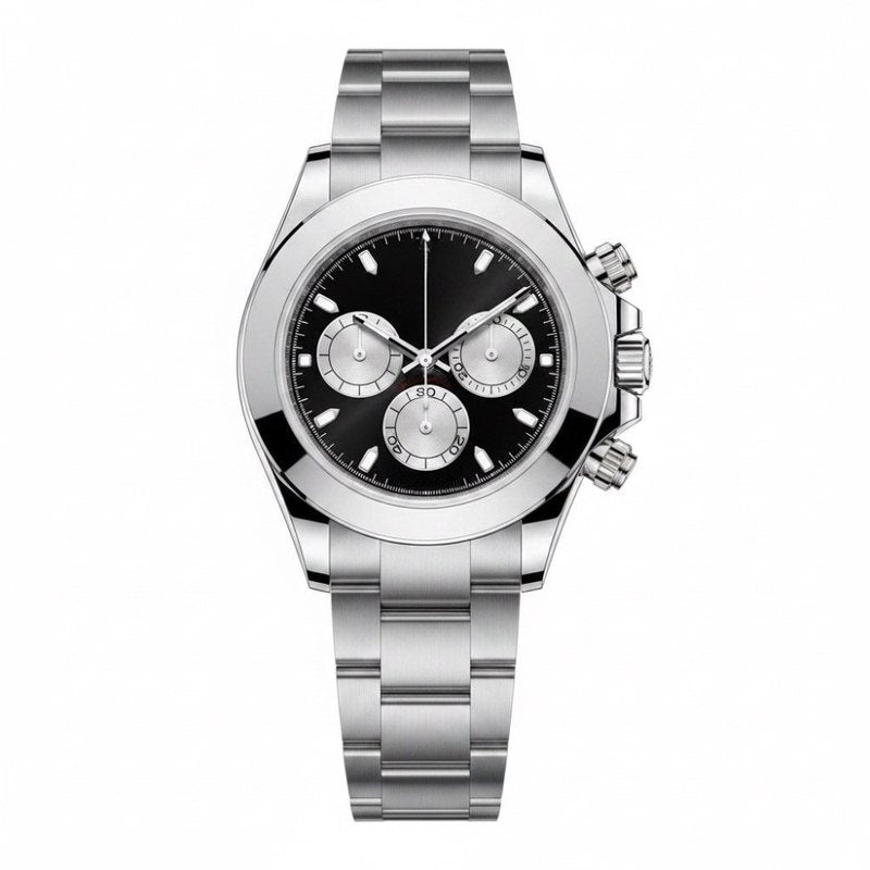 Minimalist, steel, silver-white sunburst dial, black rubber strap · SF-33T