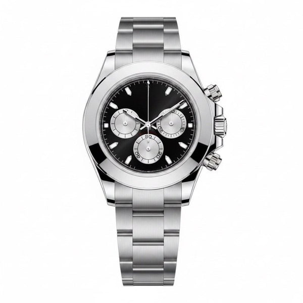 Minimalist, steel, silver-white sunburst dial, black rubber strap · SF-33