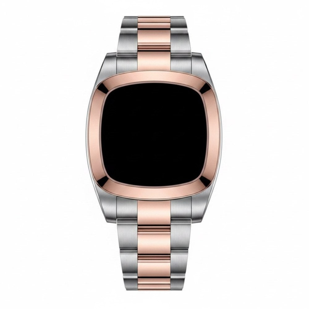 Rose-gold cushion case, black dial, steel and rose-gold bracelet · SF-12