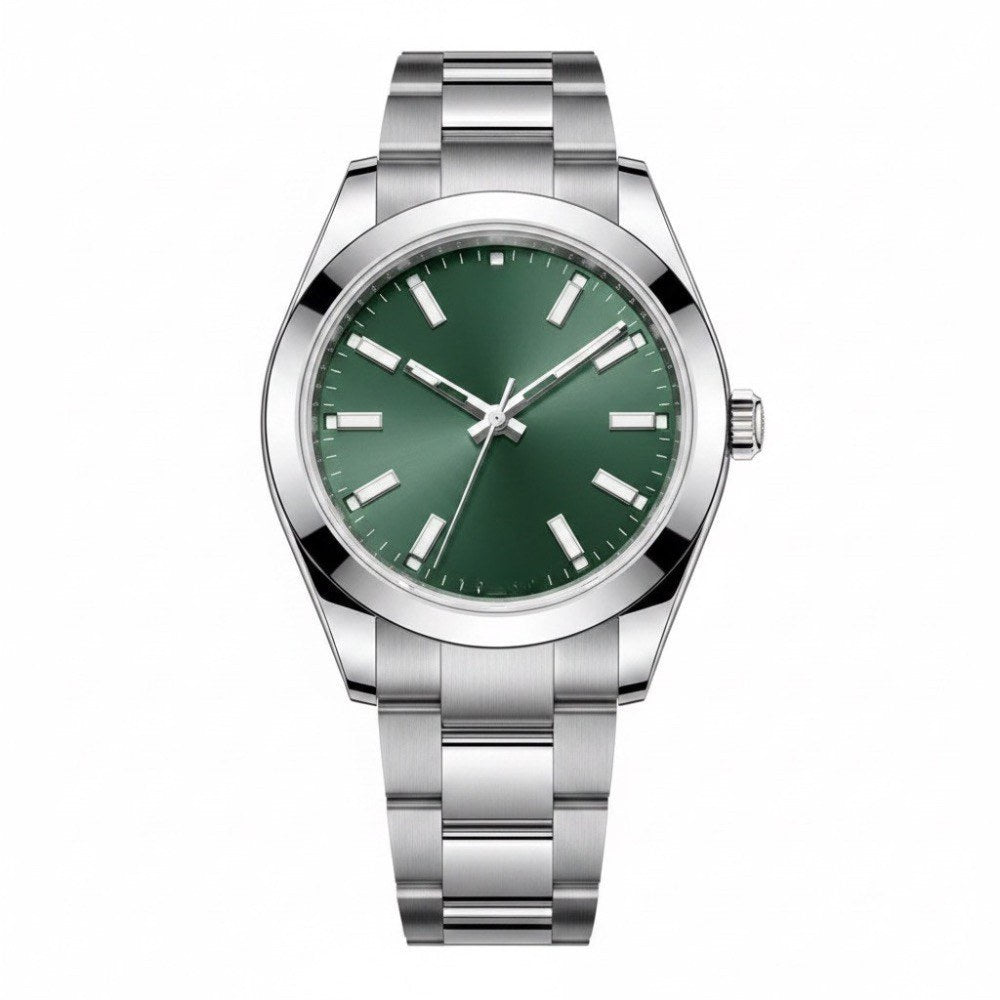 Sport-dress three-hand, steel, green sunburst dial · SF-16