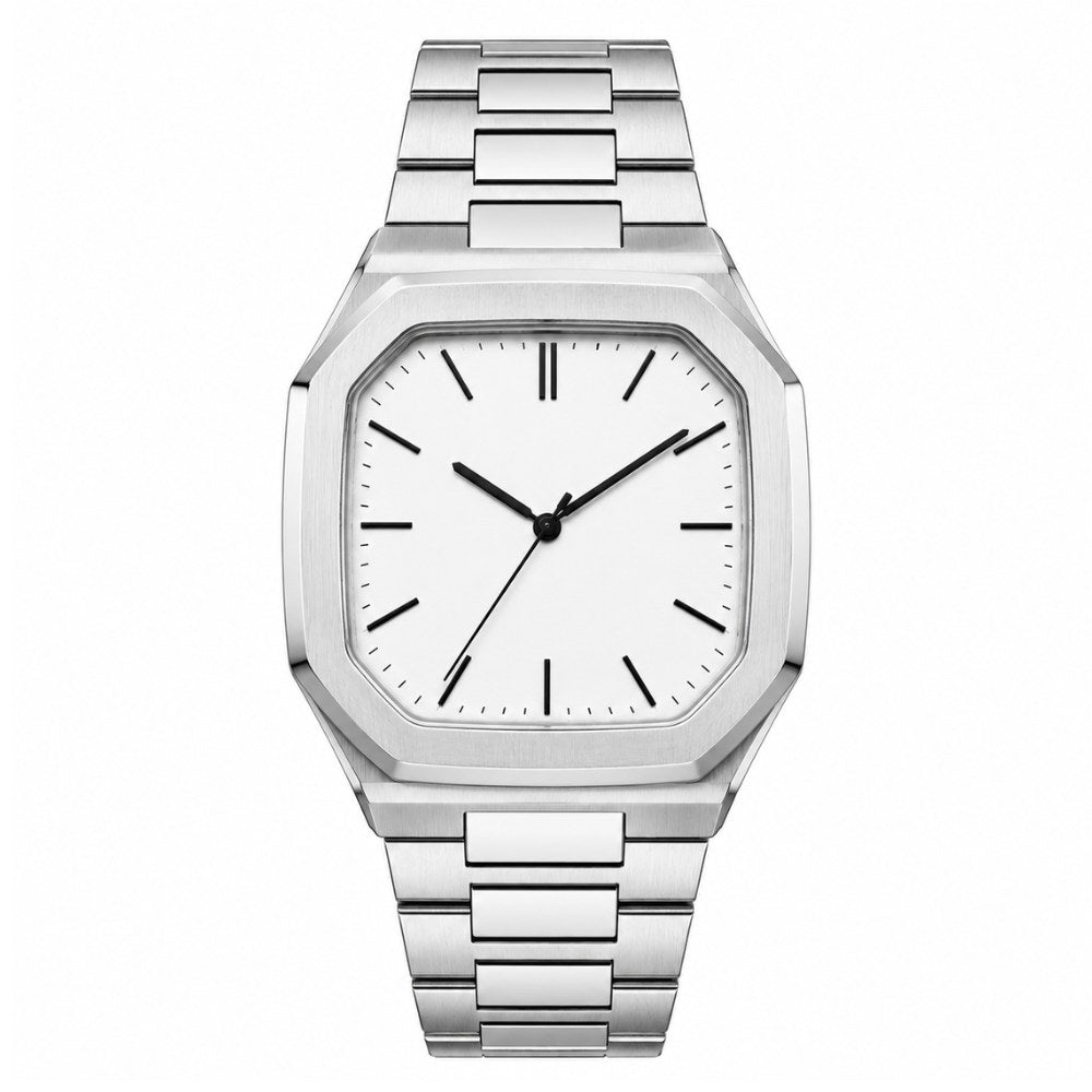 Slim minimalist octagonal, steel, white dial · SF-40