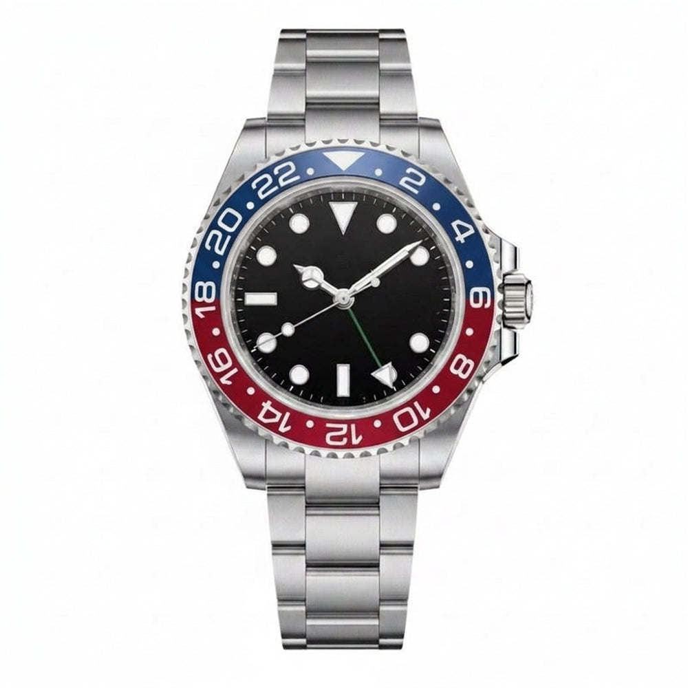 GMT, steel, black 24-hour bezel, triangle-tipped GMT hand · SF-35T