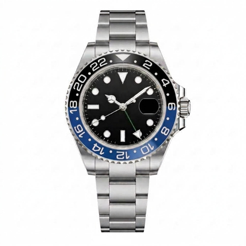 Octagonal with screws, steel, black dial, integrated steel bracelet · SF-24T